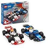 LEGO City F1 Williams Racing und Haas F1 Rennautos - Formel 1 Spielzeug mit baubaren Autos und 2 Rennfahrer Minifiguren - Kleine Geschenkideen für Jungen und Mädchen ab 4 Jahren 60464