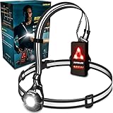 Topward Lauflicht, Lauflampe Joggen Brustlampe, 500 Lumen wiederaufladbar per USB-C, 90°verstellbarer Abstrahlwinkel, 360°reflektierendes Band, wasserdicht, einstellbar, Laufen Licht Jogger Lampe