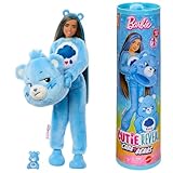 Barbie Cutie Reveal Barbie-Puppe mit Accessoires, Glücksbärchis-Reihe, Modepuppe mit plüschigem Brummbärchi-Kostüm und 10 Überraschungen, einschließlich Farbwechsel und Mini-Bär, JCN96