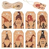 Geschenkanhänger Weihnachten, 120 Stück Weihnachtsanhänger, Geschenkanhänger Kraftpapier mit 20M Jute Schnur, Anhänger Weihnachten, Etiketten für Flaschen Dekoration DIY Geschenkverpackung