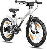PROMETHEUS BICYCLES Kinderfahrrad 18 Zoll Jungen ab 6 Jahre - Kinder Fahrrad 18 Zoll Junge Mädchen Fahrrad Kinder mit Rücktrittbremse Fahrradständer in Weiss Schwarz