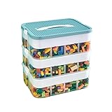 DingGreat Dreifach Aufbewahrungsbox für Lego Bausteine Ablagefächer Stapelbar Kisten Spielzeug Aufbewahrung mit Deckel Stapelboxen Kunststoff Sortierboxen Kleinteile Transparent (box only)