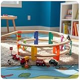 Farbenfrohe Spirale für die Holzeisenbahn – kompatibel mit Allen gängigen Holzeisenbahnen wie Brio®, Hape®, Eichhorn®, Playtive®, Lillabo®, UVM.! Duplo Verbinder!