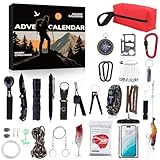 Survival Kit Adventskalender für Männer 24 Tage Countdown mit Premium-Outdoor-Überlebenswerkzeugen mit unverzichtbarer Notfallausrüstung Geschenk für Abenteurer, Camper und Überlebenskünstler