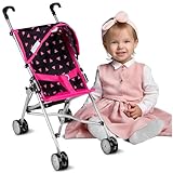 Puppenwagen Buggy von Kinderplay – Leichtes Aluminium mit Sicherheitsgurt & leisen Doppelrädern – ab 2 Jahren für Rollenspiel – Klappbar, 54 cm Griffhöhe, passend bis 46 cm, Modell KP0290R