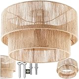 tectake® Lampe, Deckenlampe, Deckenleuchte aus Jute Geflecht, Hängelampe, moderne Ambientebeleuchtung für Schlafzimmer, als Deckenlampe Wohnzimmer oder Ceiling Light über Esstisch