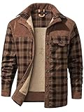 Mr.Stream Herren Thermohemd Flanellhemd Winterjacke Fleecefutter schützendem Innenfutter Holzfällerhemd Arbeitshemd 3251 Red Coffee M