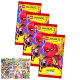 Bundle mit Lego Ninjago Karten Trading Cards Serie 10 - BLUTMOND Sammelkarten (2025) - 4 Booster + Exklusive Geburtstagskarte