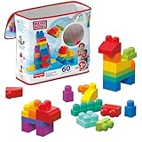 Mega Bloks, Bausteine für Kinder ab 1 Jahr, 60 Bauklötze, mit wiederverwendbarem Aufbewahrungsbeutel, fördert Kreativität und Fantasie, Spielzeug ab 1 Jahr, DCH55, Die Verpackung kann variieren.