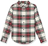 Amazon Essentials Jungen Flanellhemd Mit Knopfleiste, Grün Rot Karomuster, 9 Jahre
