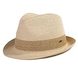 Comhats Herren Strohhut Trilby für Sommer, Sonnenschutz - Faltbarer Panama Hut, Fedora für Strand, Festival - Rollbar & Stilvoll Beige M