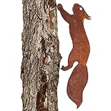 ALEMIN Rostiges Eichhörnchen zum Schraube in Holz, Gartenstecker Rost Rostige Gartendeko Eichhörnchen Rost Deko Baumstecker