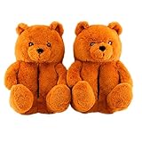 eBoutik - Flauschige, weiche und niedliche Plüsch-Winter-Teddybär-Hausschuhe für den Vatertag - Gemütliche sommerliche Neuheitsschuhe - Übernachtung, Geburtstagsfeiern (Teddybär-Picknick – UK-Erwachse