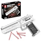 Reobrix 77001 Desert Eagle Pistole Bausteine Set, 408 Stücke Pistole Bausatz mit Schussfunktion Militärwaffe Montage Gun Spielzeug für Kinder Alter 6+