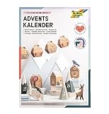 folia 9388 - Adventskalender Bastelset VILLAGE IN THE SNOW, 113-teiliges DIY Set, Stadt im Schnee