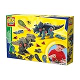 SES Creative 14291 Dino-Schraubkonstruktionen - Kreatives Bauset für Kinder ab 5 Jahren - Baue einen T-Rex und Triceratops - Fördert Problemlösungsfähigkeiten und Spaß, Weiß