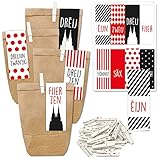 Papierdrachen Adventskalender zum Befüllen - 24 Geschenktüten und 24 Zahlenaufkleber und Klammern - Motiv Kölsch - Köln - zum Verpacken und basteln - Weihnachten - Mini Set Nr 266