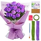 Lyfeesis Tulpen Blumenstrauß Pfeifenreiniger, 200 Stück Pfeifenputzer zum Basteln, Künstliche Blumen Pfeifenreiniger Chenilledraht DIY Geschenke für Mama, Frauen, Männer, Ehefrau oder Ehemann