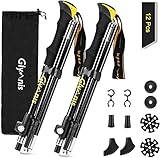 Glymnis Wanderstöcke aus Aluminium 7075, verstellbar von 36 bis 130 cm und Verschluss mit 4 Paar Gummipuffern für die Verpackung von Trekking