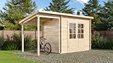 Alpholz Gartenhaus Martina-28 aus Massiv Holz Gerätehaus mit 28 mm Wandstärke Garten Holzhaus mit Schleppdach Geräteschuppen 450 x 200 cm Pultdach