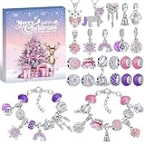 Gaeymy Schmuck Adventskalender 2025, Adventskalender Kinder Charms Weihnachtskalender Mädchen Halsketten Frauen Teenager, Armband Weihnachtskalender DIY Jewelry Füllung Geschenke 6 7 8 9 10 11 12Jahre