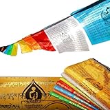 Gandhanra Tibetische Gebetsfahnen Golddruck Avalokitesvara 5m/20Stück - Om Mani Padme Hum für Buddhistische Altäre, Meditationsräume & Außendekoration