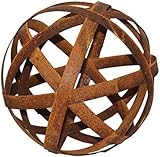 Bornhöft Kugel 40cm aus Metall Edelrost Rost Streifenbandkugel Dekokugel Eisen Deko Gartendeko Rostkugel Gartenkugel Bänderkugel Stahlbandkugel