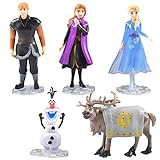 5 Stück Spielfiguren Set Frozen, Eiskönigin Mini Figuren Set, Prinzessin Elsa, Anna und Olaf, Kristoff, Spielfigur Rentier Sven, ideal als kleines Geschenk für Kinder ab 3 Jahren