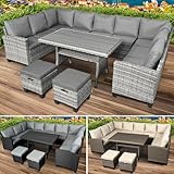 BRAST Gartenmöbel Set Family | bis zu 11 Personen viele Farben | inkl. extra Dicke Kissen | TÜV geprüft | Outdoor Loungemöbel Sitzgruppe Essgruppe Garnitur