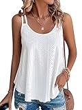 DUOEASE Top Weiß Damen 2024 Sommer ärmellose Oberteile Spaghetti Damen Eyelet Tank Tops S