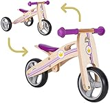 BIKESTAR Mini Kinder Laufrad Holz Lauflernrad mit DREI Rädern für Jungen und Mädchen ab 1 – 1,5 Jahre | 2 in 1 Kinderlaufrad | Kleine Prinzessin | Risikofrei Testen