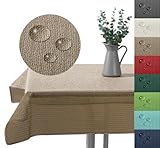 Outdoor Tischdecke Gartentischdecke wasserfest wetterbeständig rutschfest waschbar Outdoortischdecke Weichschaum Garten Balkon Camping Party Tischdeko Typ883 Cappuccino 130x220 cm eckig