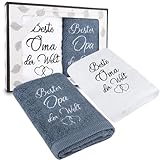 Rebundex Oma und Opa Geschenke Handtuch 35 x 75 cm Oma Opa Geschenk Geburtstag für Großeltern Geburtstagsgeschenk Hochzeitstag