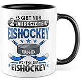 Eishockey Tasse mit Spruch – Geschenk Es gibt nur 2 Jahreszeiten – Kaffeetasse 330ml aus Keramik – Sport, Winter, Fans, Leidenschaft – Kaffee-Becher