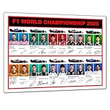 A3-Poster, Motiv: F1-Fahrer, signiert/signiert, Formel 1, Druck Lewis Hamilton, Sebastian Vettel, Max Verstappen, Valtarri Bottas, etc.