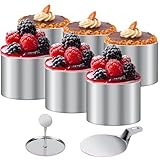 Dessertringe und Speiseringe 6 Stück speiseringe Lebensmittel Ringe Ring Set klein Kuchenringe mit Heber & Stampfer für Halloween Nachspeise Mousse Torte Reiskugel Rund DIY Desserts