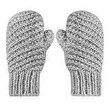 JIAHG Super Dicke gestrickt Handschuhe Damen Mädchen Fäustlinge Winterhandschuhe Fausthandschuhe Sporthandschuhe, Grau, Einheitsgröße