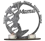 Waluna® Lebensbaum Mama Geschenk zu Weihnachten Geschenk Teelichthalter personalisiert mit bis zu 6 Namen Familienbaum zum Muttertag Stammbaum mit Kerzen in 12 Farben Tischdeko