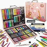 KINSPORY Premium Malkoffer Deluxe 150-teilig Malset für Kinder Anfänger Tolles Buntstifte Set, Wasserfarben, Ölpastellfarbe, zeichenstifte, Bleistifte als Zeichenset Geschenk Kinder