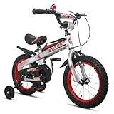 HILAND Knight 12 Zoll Kinderfahrrad für Kinder Jungen ab 3 4 5 Jahre alt Fahrrad mit Stützrädern Klingeln Handbremse Rot
