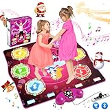 PLEGBLE Tanzmatte für Kinder ab 3 4 5 6 7 8 9 10 11 12 Jahre, Spielteppich Mädchen Spielzeug ab 3-12 Jahre, Geschenke Weihnachten, Type-C Anschluss für Stabile Stromversorgung, Bluetooth Musik, 6 Modi