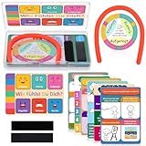 10 Gefühlskarten für Kinder Gefühlskarten Autismus Bildkarten Gefühle Kinder Doppelseitiger Affirmationskarten Emotionale Aufkleber Elastisches Seil Klettverschlüsse Halter für Kindergarten Schule