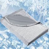 Nigecue Kühldecke, Selbstkühlende Sommerdecke mit Arc-Chill Q-Max0.5, Atmungsaktiv Leichte Bettdecke, 2 in 1 doppelseitig Wohndecke Sofadecke Cooling Blanket zum Schlafen, Grau (200 x 220cm)