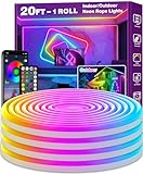 AILBTON 6m Neon Led Strip,Flexible Neon LED Streifen,Control with App/Remote,Multiple Modes,IP65 Outdoor RGB Neon Lights Waterproof,Music Sync Gaming Led Neon Strip Lights