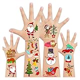 Acevegue 12 Blätter Weihnachten Tattoos Set, Tattoo Kinder Geschenke Weihnachts für Kinder, Party Decorations Weihnachtsassesoires Adventskalender Füllung