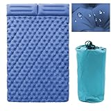 Isomatte Camping Luftmatratze Selbstaufblasend,Ultraleicht Luftmatratze Camping für 2 Personen Aufblasbare mit Fußpumpe & Kissen für Outdoor, Wandern, Zelt