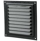 200x200mm Metal Lüftungsgitter - Beige, Braun, Grau, Schwarz, mit Insektenschutznetz für Ventilation, Abluft/Zuluft Belüftungssysteme (Schwarz)