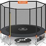 KESSER® Trampolin | Komplettset mit Sicherheitsnetz, Leiter, Randabdeckung & Zubehör | Kindertrampolin Gartentrampolin Belastbarkeit 150 kg (Anthrazit/Orange, 305 cm)