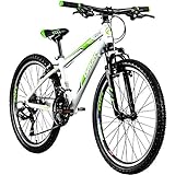 Galano Jugendfahrrad 24 Zoll Mountainbike ab 130 cm 21 Gänge G200 MTB Fahrrad (weiß/grün)