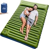 Myxslop Isomatte Selbstaufblasend, 12CM Doppel Camping Matratze, Ultraleicht Luftmatratze Schlafmatte für 2 Personen Kleines Packmaß mit Fußpumpe & Kissen für Reise, Outdoor, Wandern, Zelt, Strand